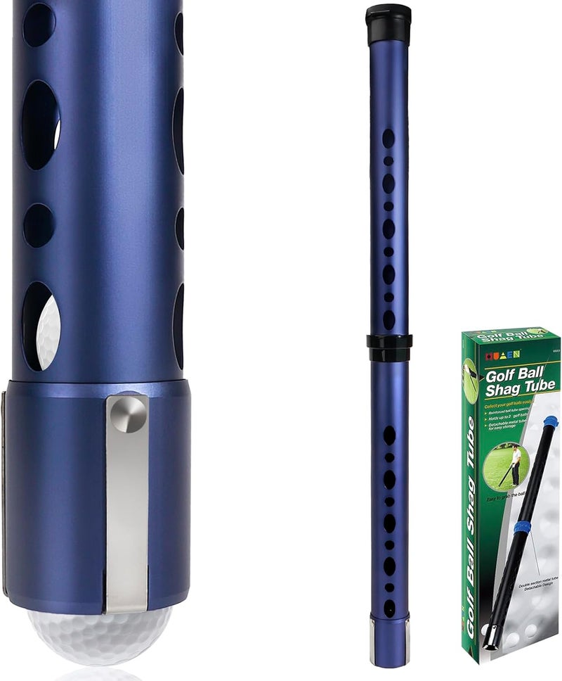 Nogcay Golf Ball Picker Upper Aluminium Alloy Golf Ball Retriever Shag Tube, Golf Ball Shagger Holds 20 Golf Balls Retriever Tool Golf Ball Collector, Blue/Black - Image 1
